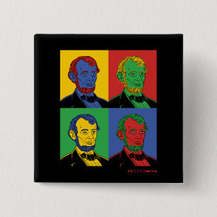 Pop Art Abraham Lincoln 2 Inch Square Button