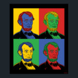 Pop Art Abraham Lincoln Poster<br><div class="desc">"Pop Art Abraham Lincoln" art graphic designed by bCreative shows an iconic Abraham Lincoln portrait in a four panel pop art piece! This makes a great gift for family, friends, or a treat for yourself! This funny graphic is a great addition to anyone's style. bCreative is a leading creator and...</div>