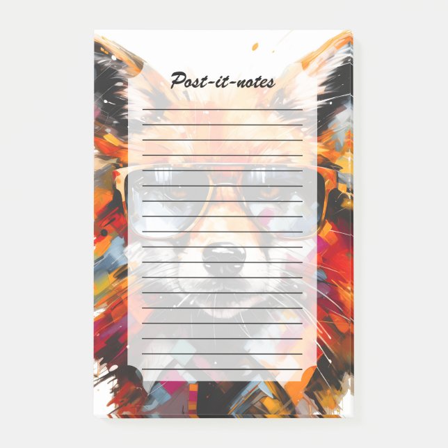 Pop Art Abstract Animal Fox Sunglasses Portrait  Post-it Notes (Front)