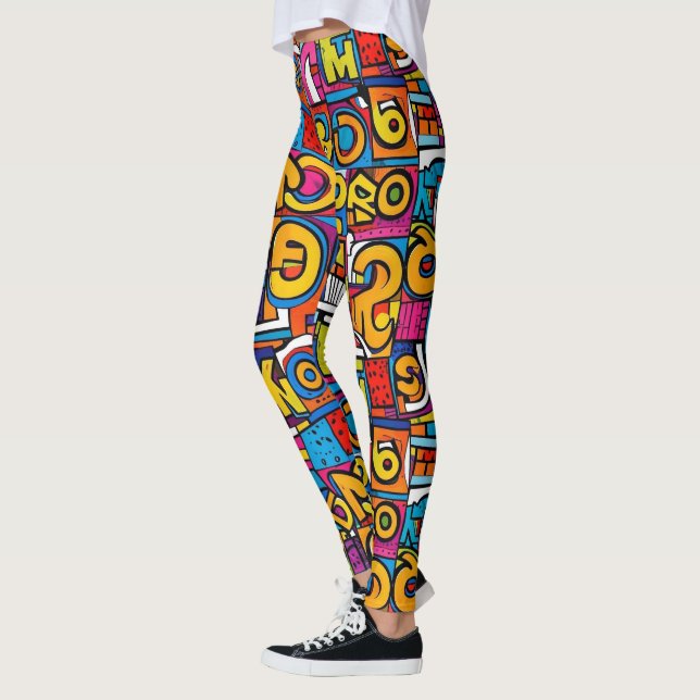 Pop art abstract geometric pattern 28 leggings (Left)