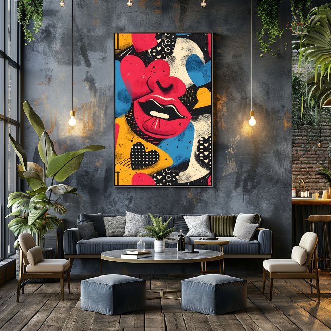 Pop Art Abstract: Lips and Hearts Photo Print (Creator Uploaded)
