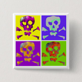 Pop Art Abstract Skulls Button
