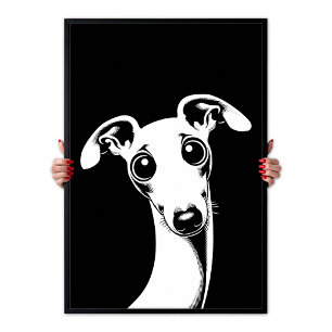 Pop Art Adorable Italian Greyhound White & Black Poster