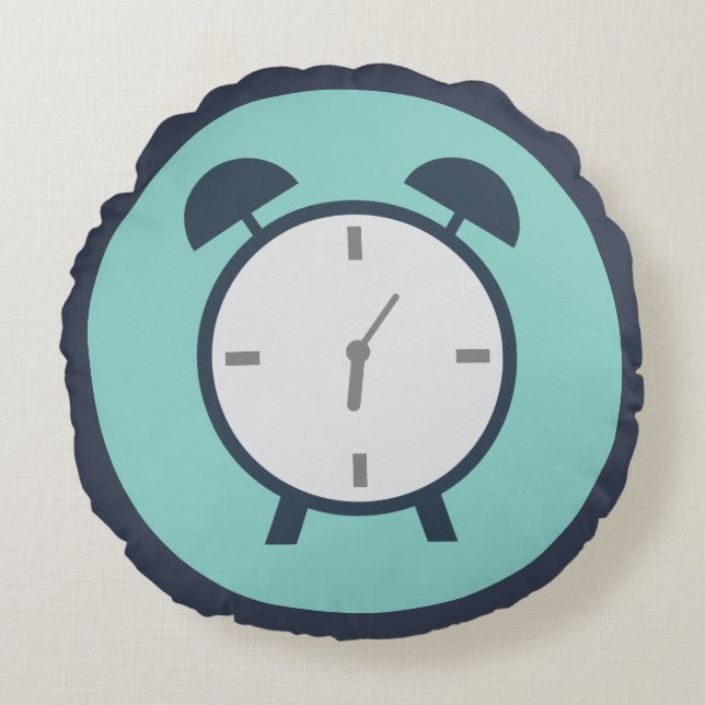 Pop Art Alarm Clock Blue Round Pillow (Front)