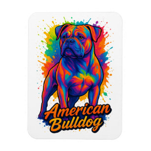 Pop Art American Bulldog – Vibrant Neon Dog Magnet