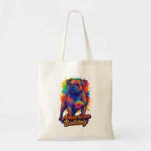 Pop Art American Bulldog – Vibrant Neon Dog Tote Bag