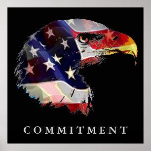 Pop Art American Flag Eagle Engagement Affiche