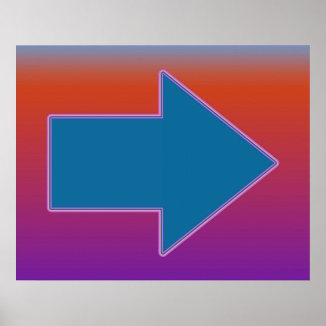 Pop Art An Arrow To The Right Blue Over Red Poster (Front)