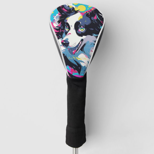 Pop Art Anime Border Collie Dog 004 - Victoria Sas Golf Head Cover (Front)