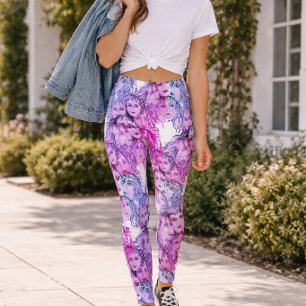 Pop Art Anime Pattern with Feminine Elements Leggings