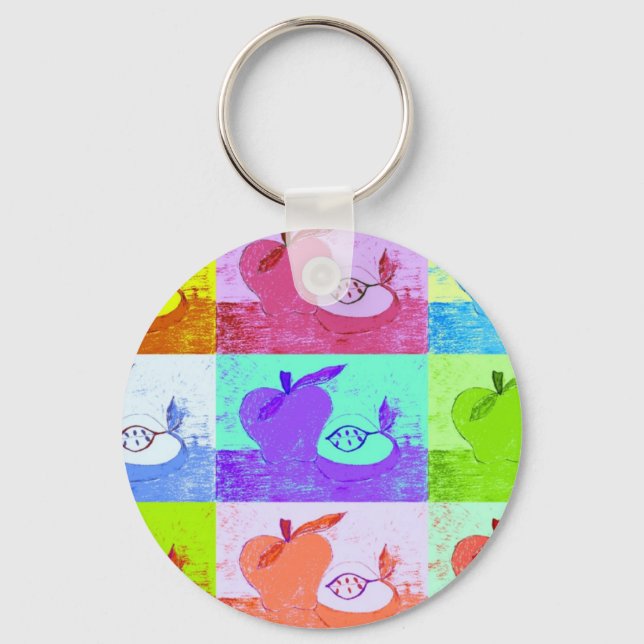 Pop Art Apple Keychain (Front)