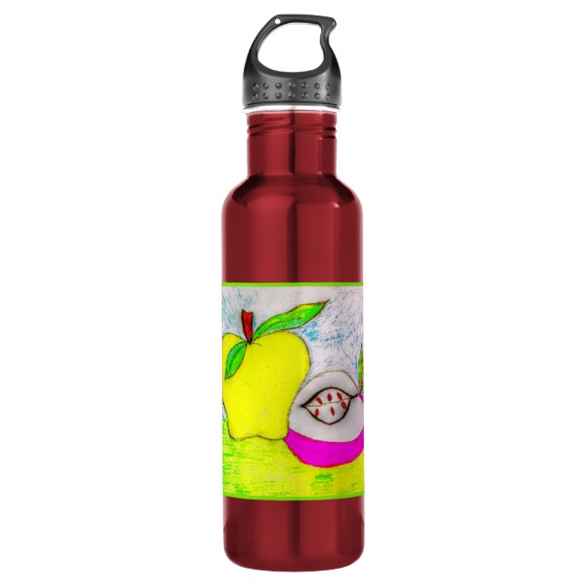 Pop Art Apples 24 oz Aluminum Water Bottle (Front)