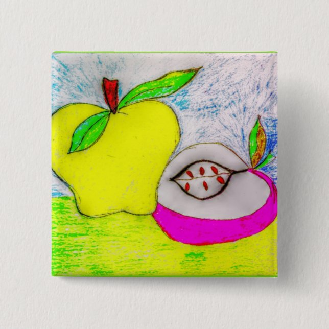 Pop Art Apples 2 Inch Square Button (Front)