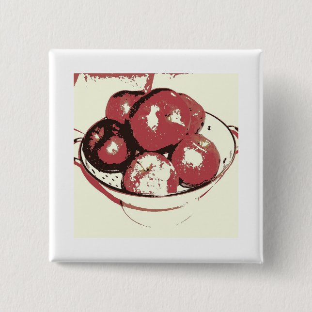 Pop Art Apples 2 Inch Square Button (Front)