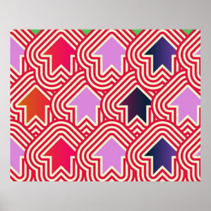 Pop Art Arrows Up Red Violet Blue Poster