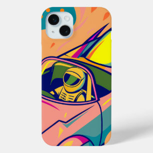 Pop Art Astronaut Driving Rocket Car iPhone 15 Mini Case