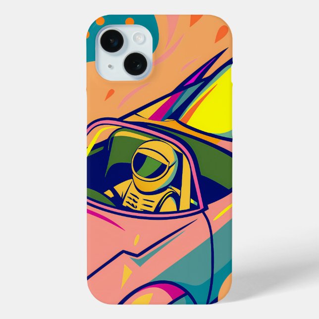 Pop Art Astronaut Driving Rocket Car Case-Mate iPhone Case (Back)