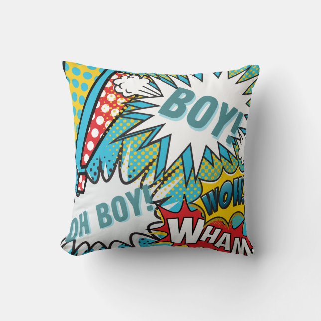 Pop Art Baby Boy Throw Pillow (Front)
