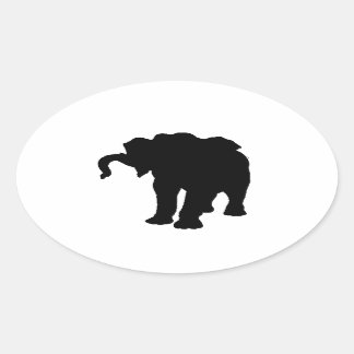Pop Art Baby Elephant Silhouette Oval Sticker