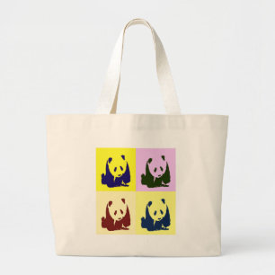 Pop Art Baby Pandas Large Tote Bag
