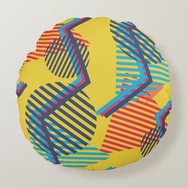 Pop art background, abstract geometric texture. round pillow (Front)