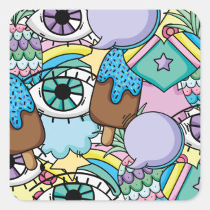 Pop Art Background Cartoon Square Sticker