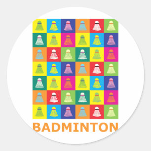 Pop Art Badminton Classic Round Sticker