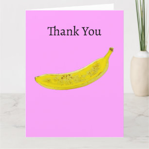 Pop Art Banana Pink Background Thank You Card