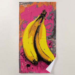 Pop Art Bananas with Urban Splash Background Beach Towel