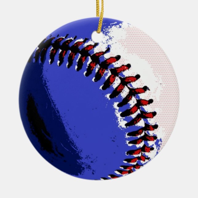 Pop Art Baseball Ceramic Ornament (Front)