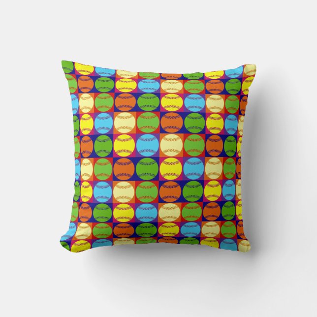 Pop Art Baseballs Pattern Throw Pillow (Front)