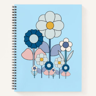Pop art basic pastel flowers field  notebook