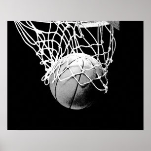 Pop Art Basketball Ball & Net Print Poster