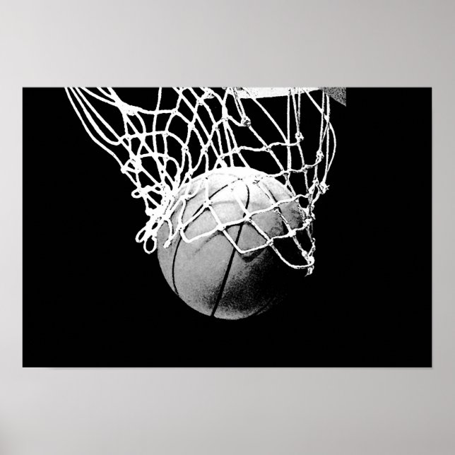 Pop Art Basketball Ball & Net Print Poster (Front)