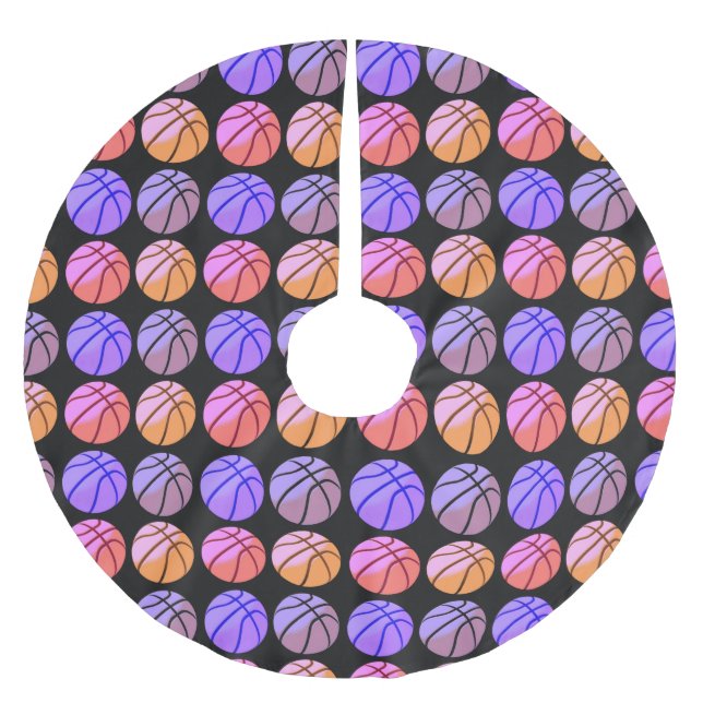 Pop Art Basketball Brushed Polyester Tree Skirt (Front)