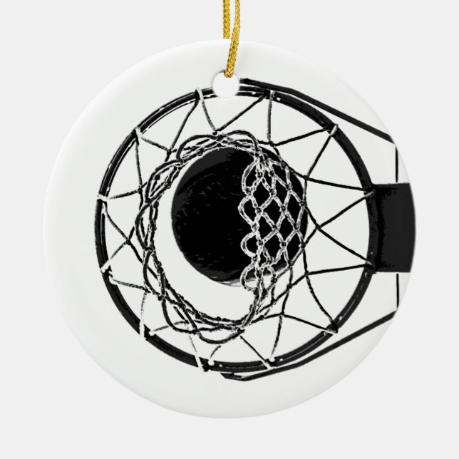Pop Art Basketball Ceramic Ornament (Front)