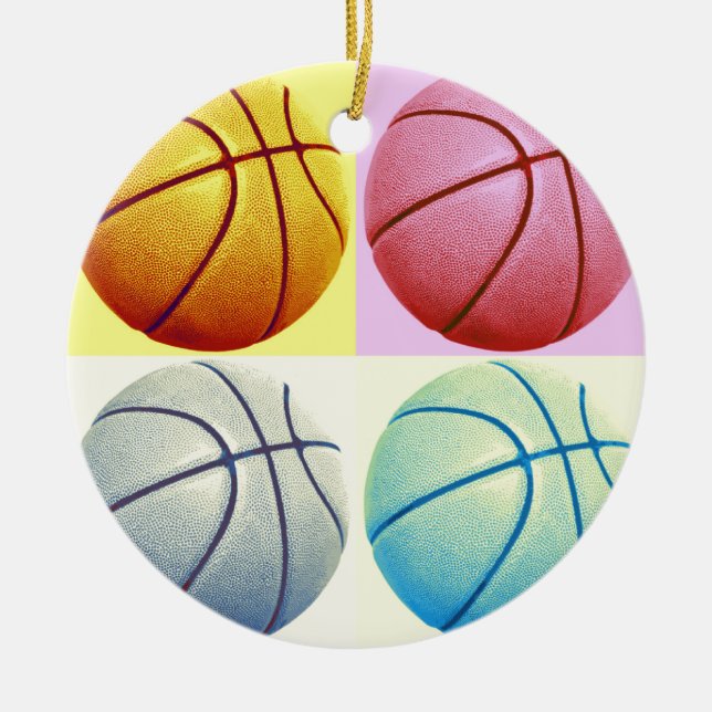 Pop Art Basketball Ceramic Ornament (Front)
