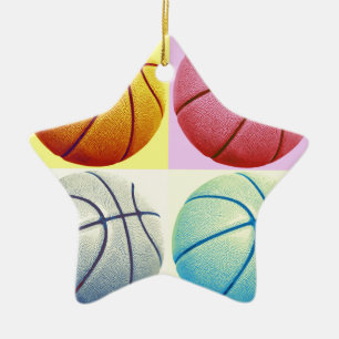 Pop Art Basketball Ceramic Ornament
