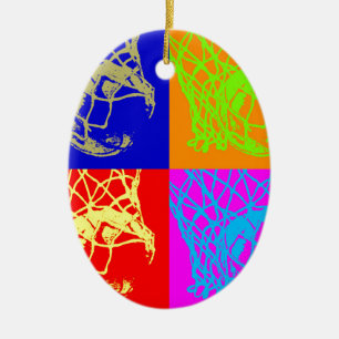 Pop Art Basketball Ceramic Ornament