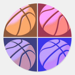 Pop Art Basketball Classic Round Sticker