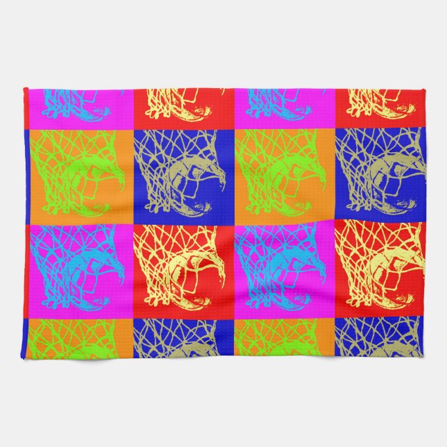 Pop Art Basketball Kitchen Towel (Horizontal)