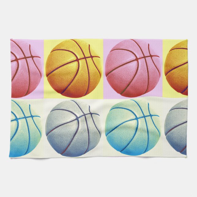 Pop Art Basketball Kitchen Towel (Horizontal)