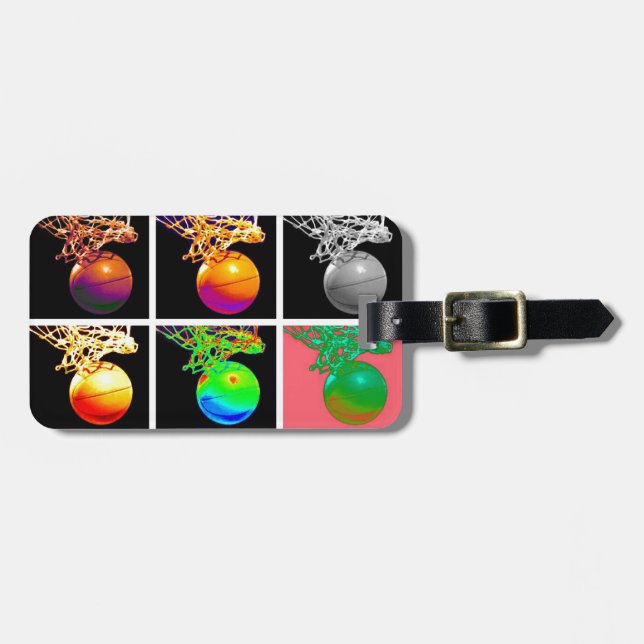 Pop Art Basketball Luggage Tag (Front Horizontal)