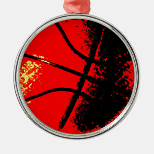 Pop Art Basketball Metal Ornament