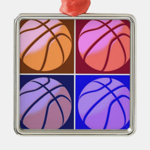 Pop Art Basketball Metal Ornament