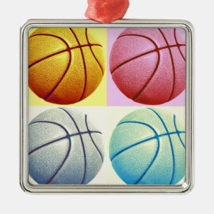 Pop Art Basketball Metal Ornament