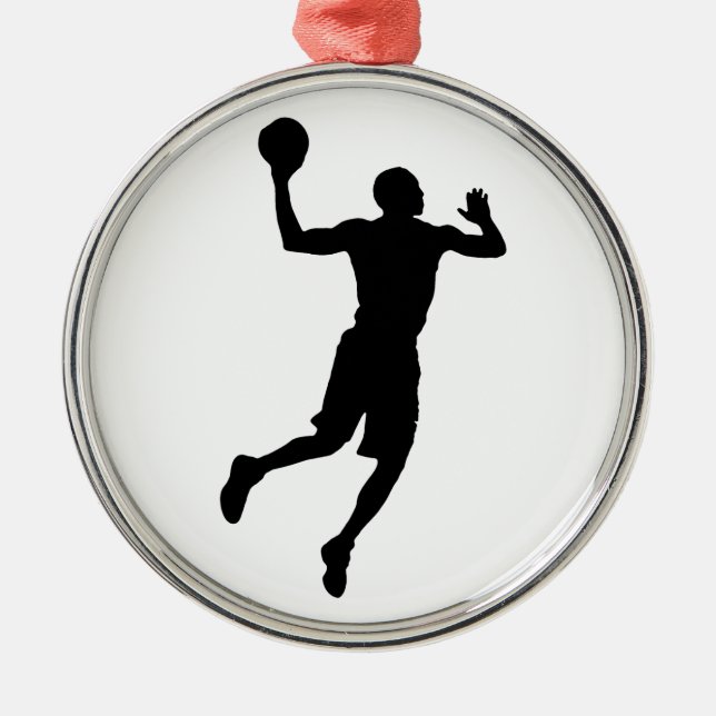 Pop Art Basketball Player Silhouette Metal Ornament (Front)