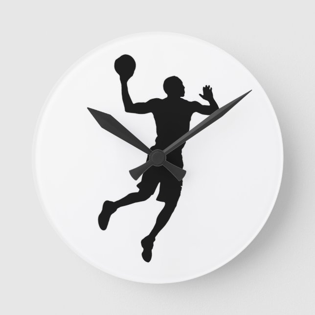 Pop Art Basketball Player Silhouette Round Clock (Front)