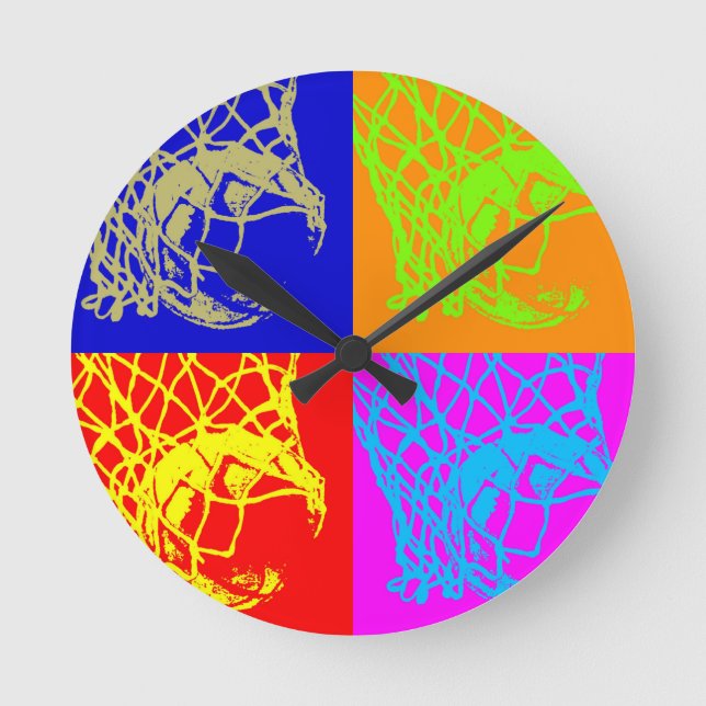 Pop Art Basketball Round Clock (Front)