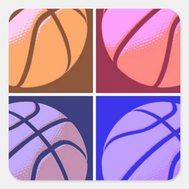 Pop Art Basketball Square Sticker (Front)